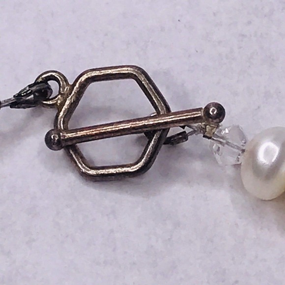 Lety G Sterling Silver Calla Lily FLower Charm Pearl Necklace Faceted Glass Bead - Picture 7 of 12